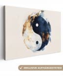 OneMillionCanvasses® Leinwandbild Yin Yang Abstrakt Schwarz Weiß Gold Fotodruck Bild 2