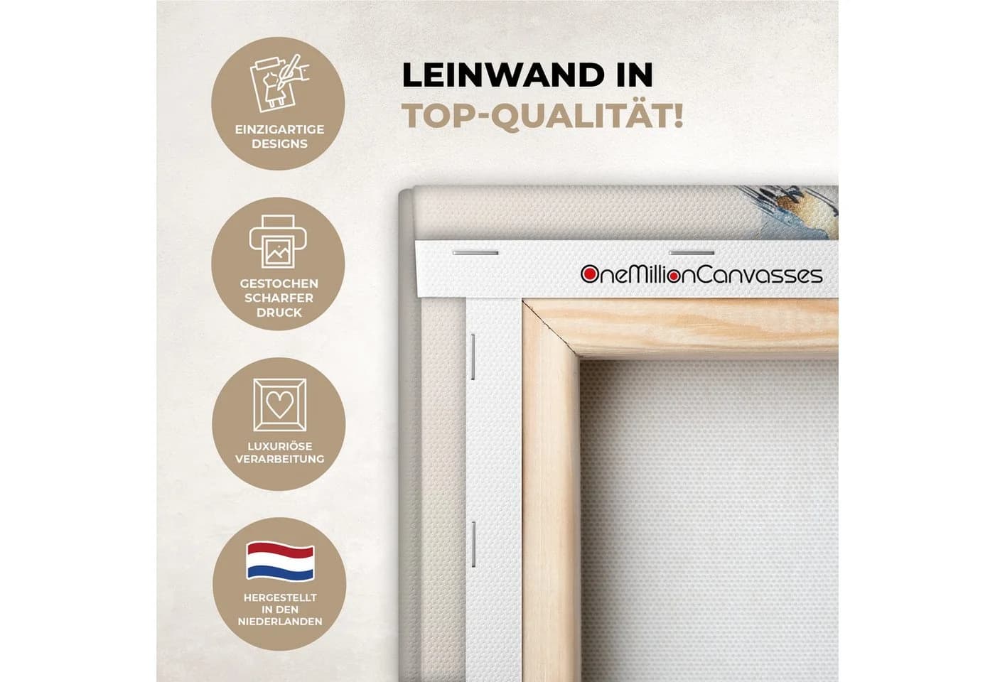 OneMillionCanvasses® Leinwandbild Yin Yang Abstrakt Schwarz Weiß Gold Fotodruck - Bild 3
