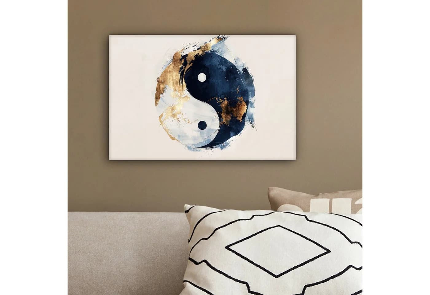 OneMillionCanvasses® Leinwandbild Yin Yang Abstrakt Schwarz Weiß Gold Fotodruck - Bild 4