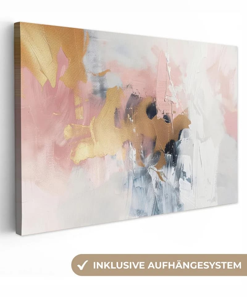 OneMillionCanvasses® Leinwandbild Abstrakt Pastellfarben Gold Modern - Bild 2