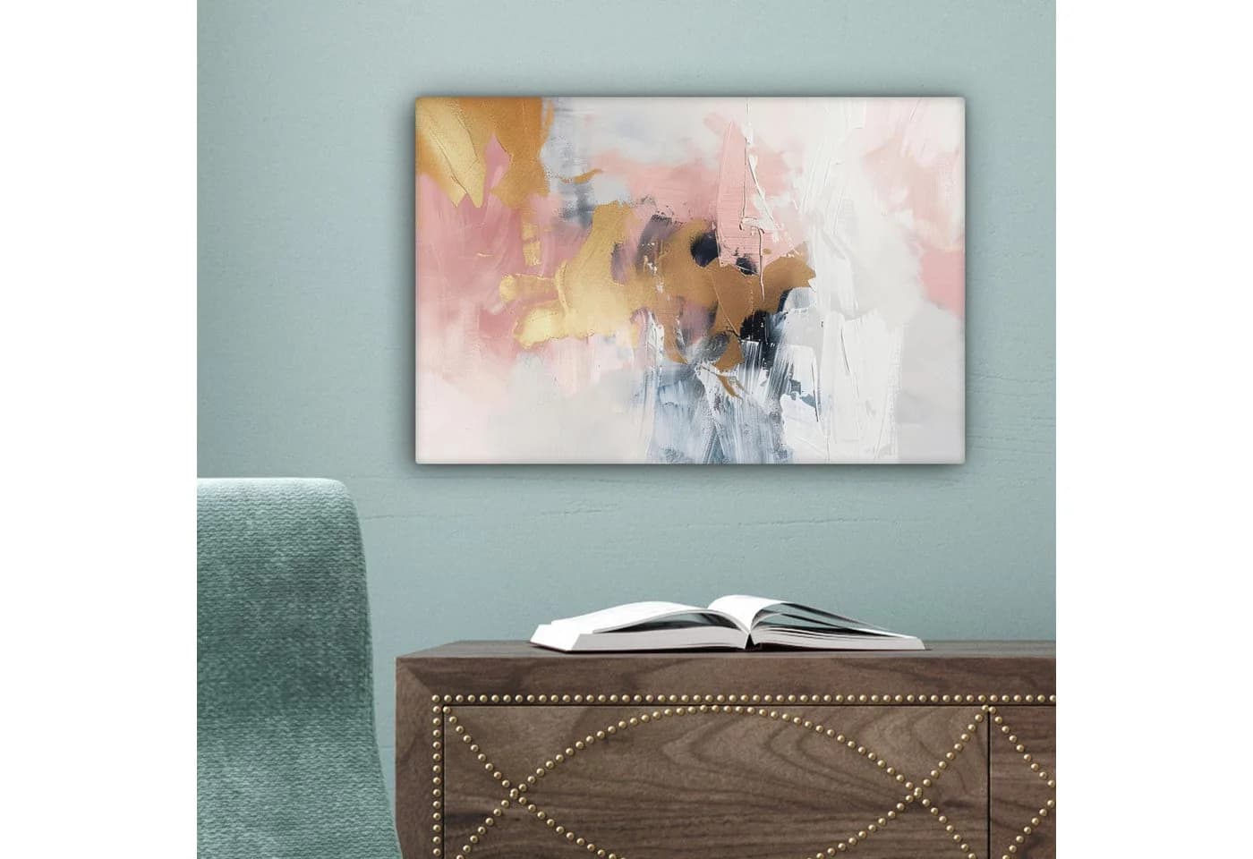 OneMillionCanvasses® Leinwandbild Abstrakt Pastellfarben Gold Modern - Bild 5