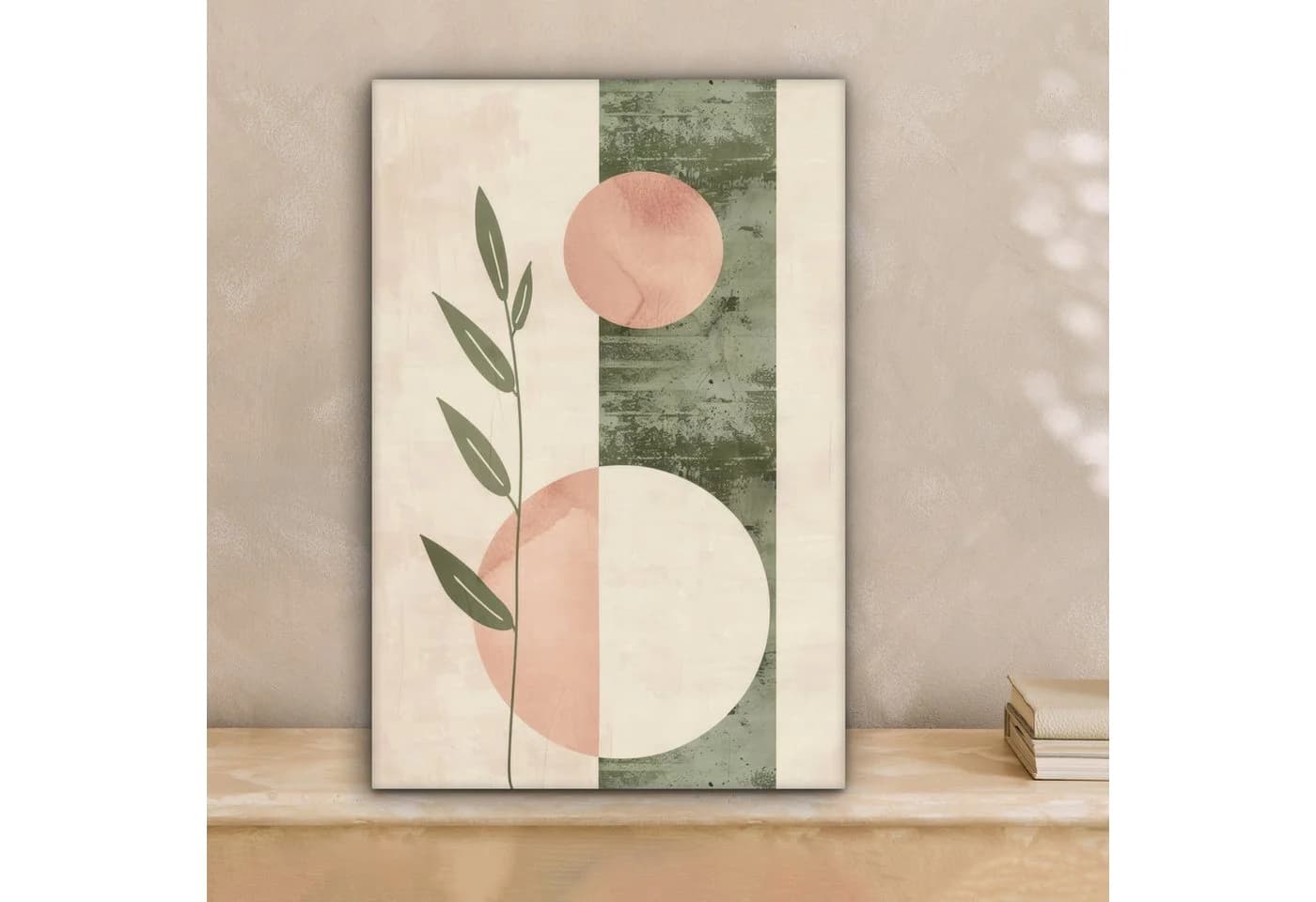 OneMillionCanvasses® Leinwandbild Geometrisch Rosa Grün Natur