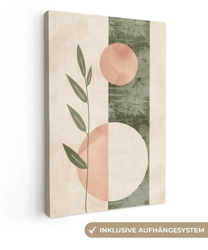 OneMillionCanvasses® Leinwandbild Geometrisch Rosa Grün Natur - Bild 2