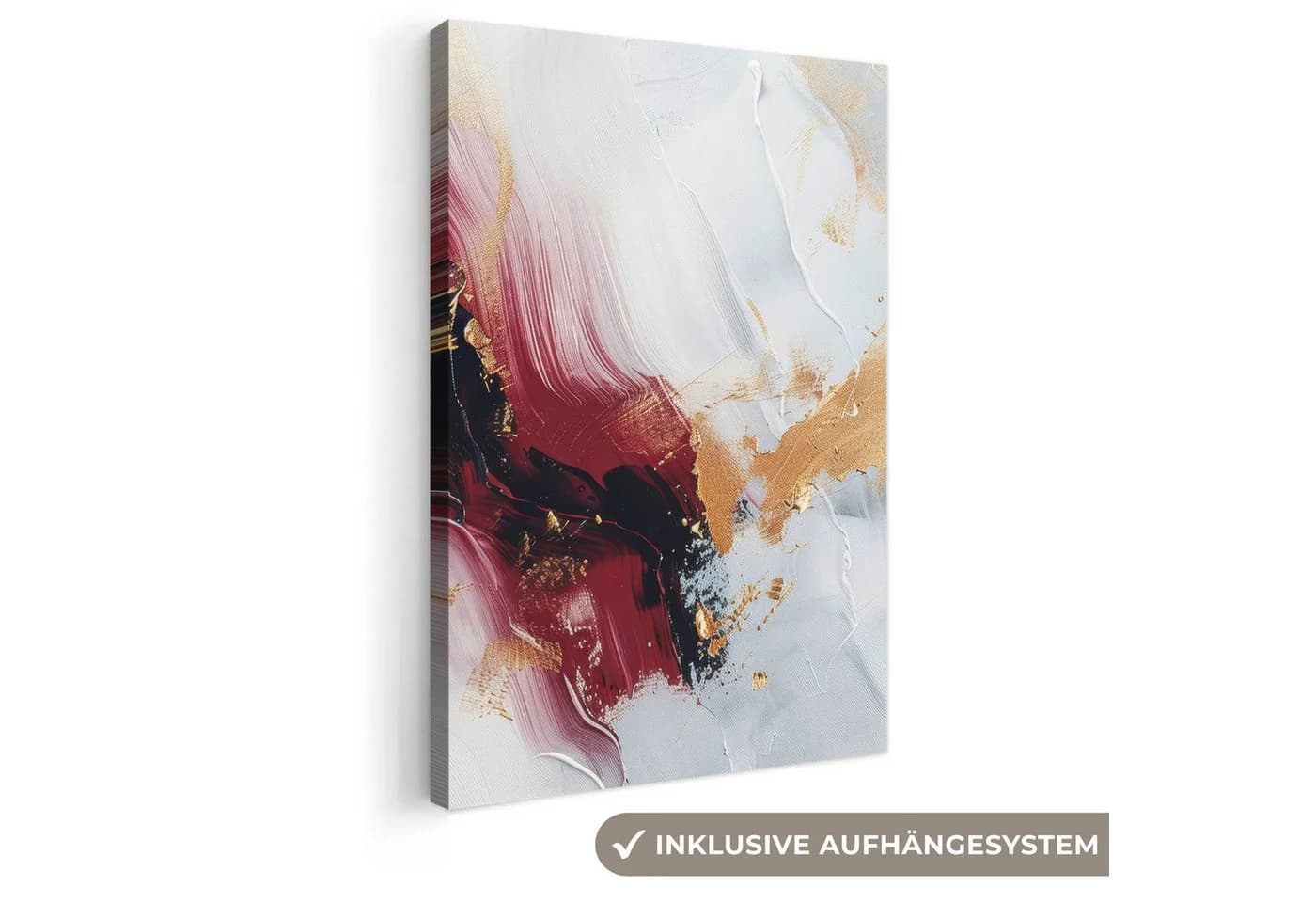 OneMillionCanvasses® Leinwandbild Rot - Abstrakt - Gold - Modern 20x30 cm - Bild 2