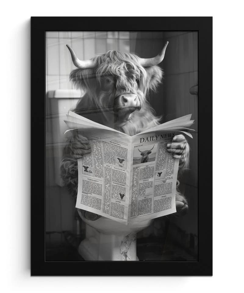 MuchoWow Poster Schottischer Highlander Schwarz-Weiß mit Rahmen - Bild 2