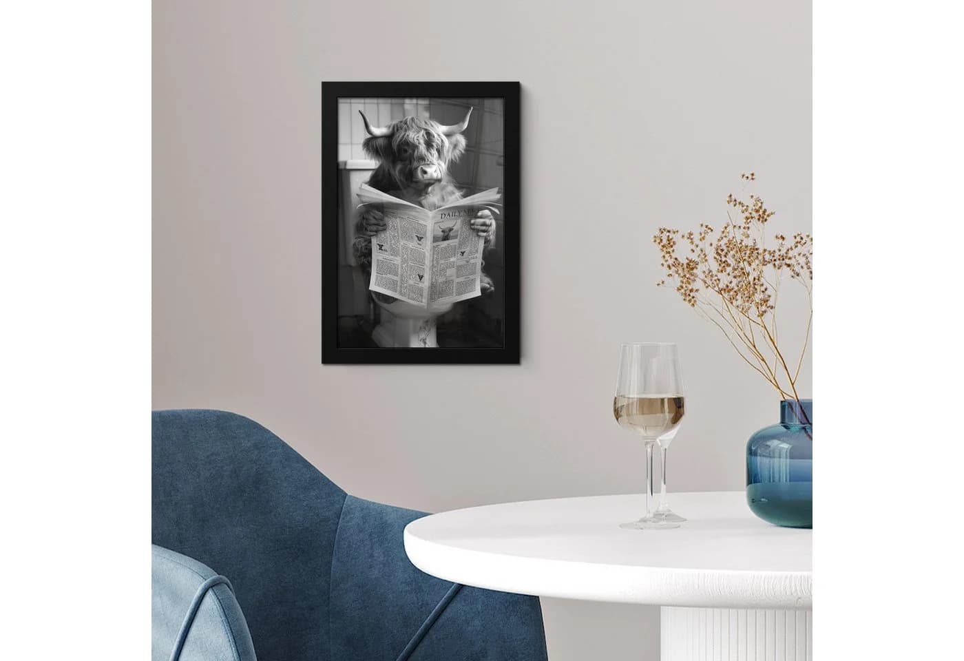 MuchoWow Poster Schottischer Highlander Schwarz-Weiß mit Rahmen - Bild 5
