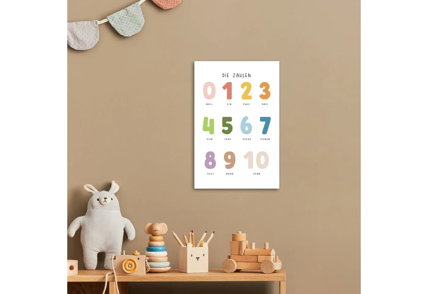 OneMillionCanvasses® Leinwandbild Pädagogisch Zählen 1-10 Weiß Bunt - Bild 3