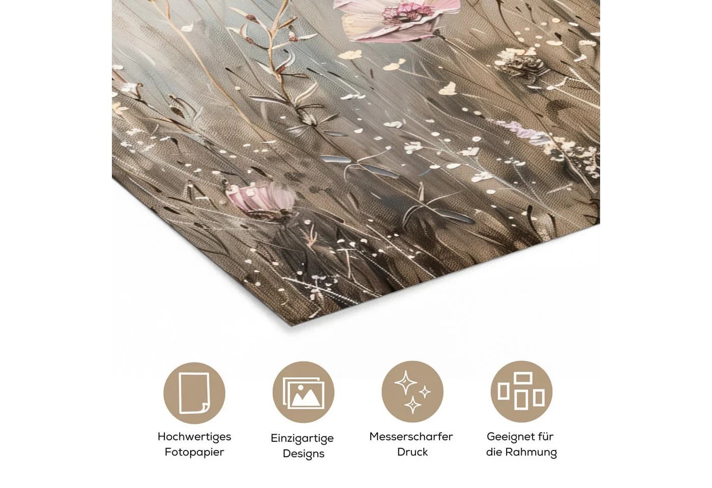 MuchoWow Poster Blumen Rosa Modern Beige Wandbild - Bild 3