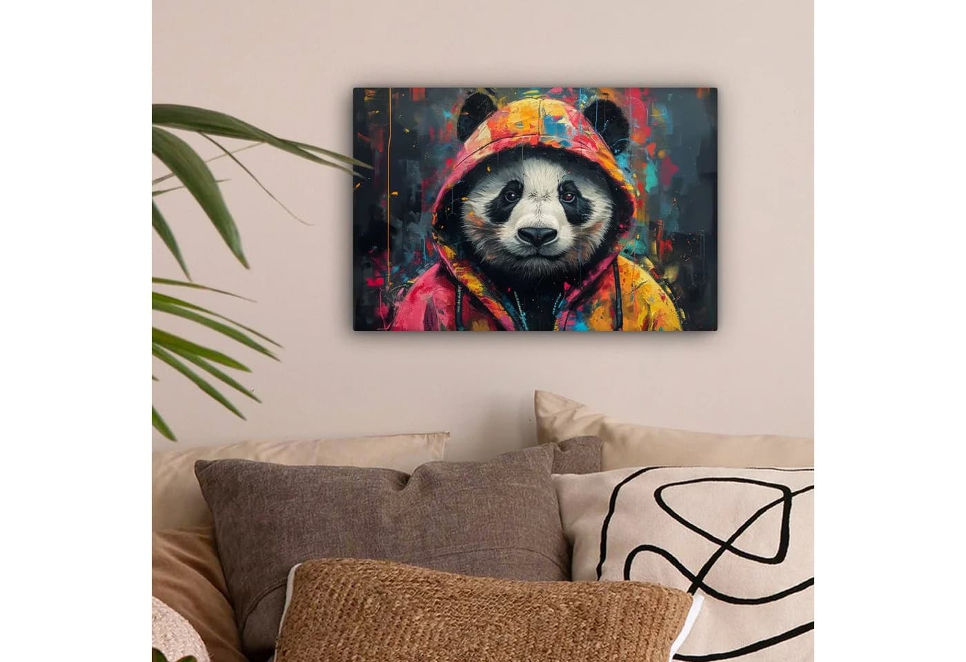 OneMillionCanvasses® Leinwandbild Graffiti Panda Bunt
