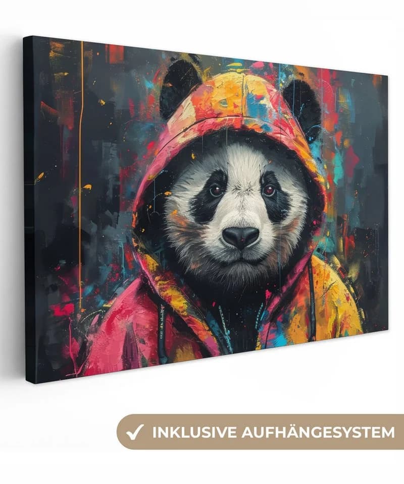 OneMillionCanvasses® Leinwandbild Graffiti Panda Bunt - Bild 2