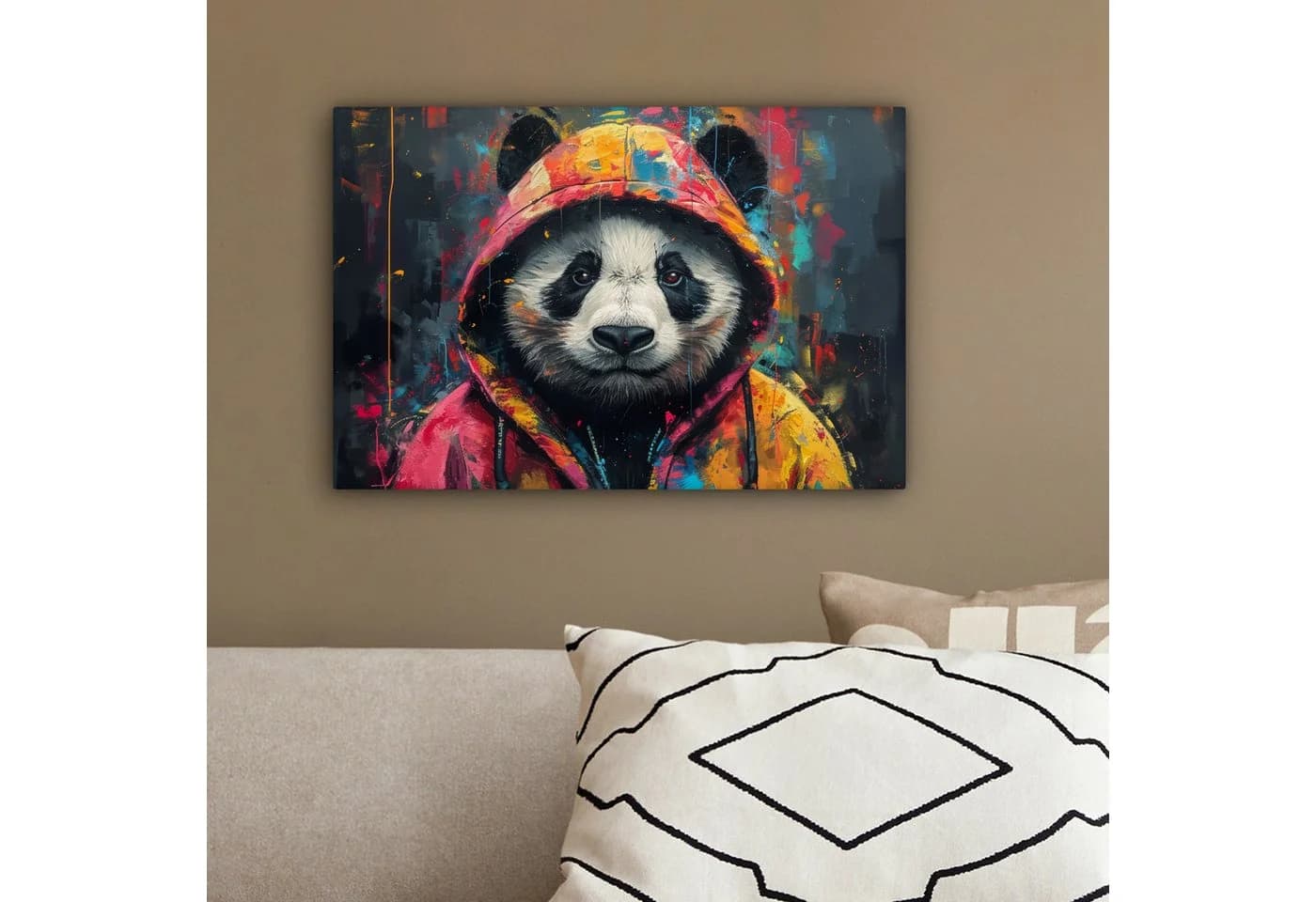 OneMillionCanvasses® Leinwandbild Graffiti Panda Bunt - Bild 4
