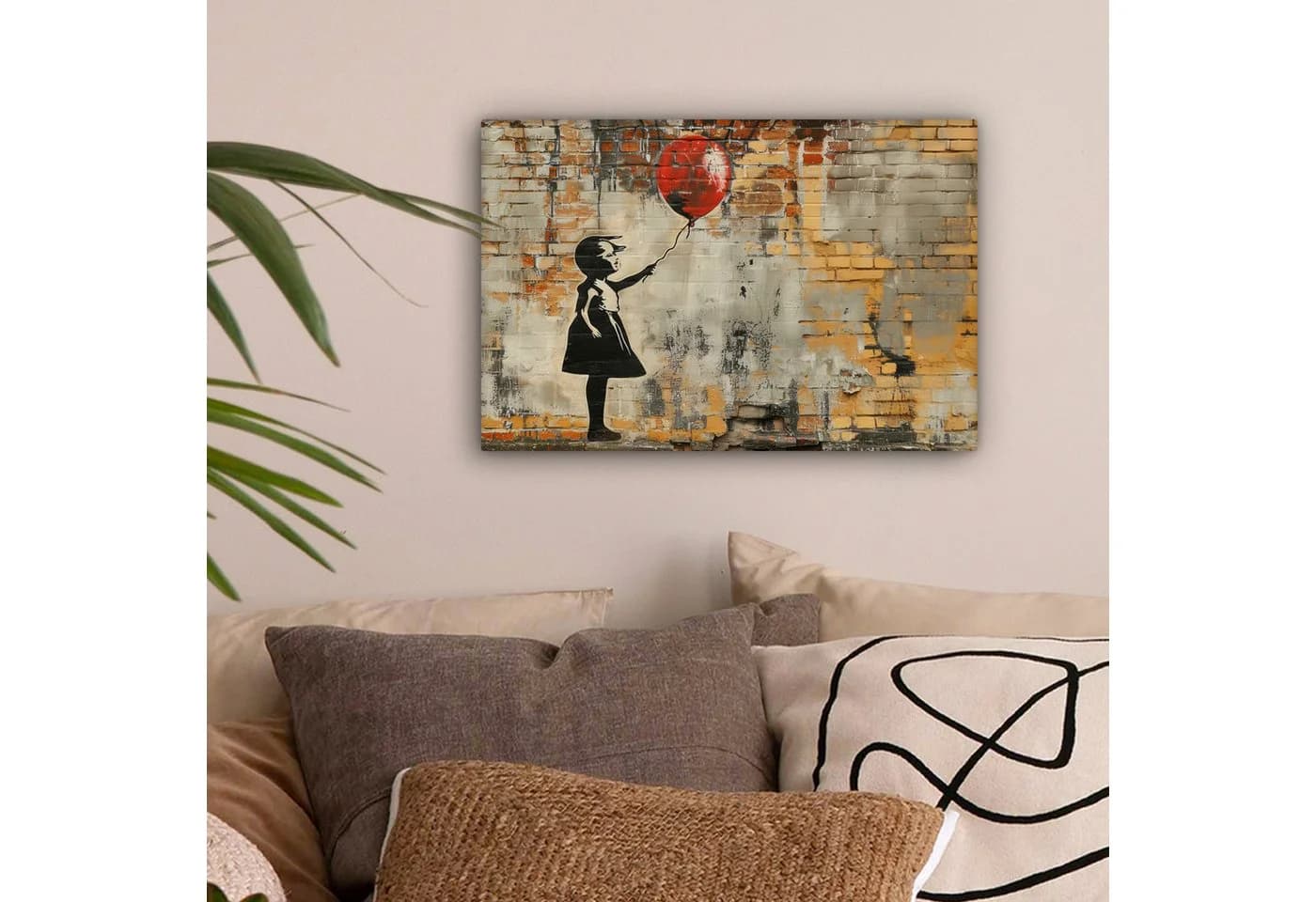 OneMillionCanvasses® Leinwandbild Graffiti - Banksy Style - Mädchen mit Luftballon