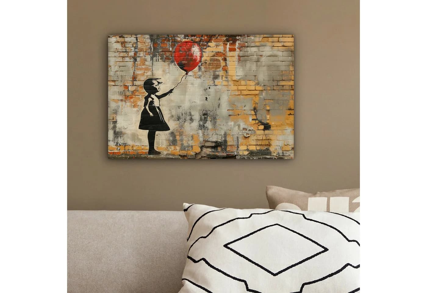 OneMillionCanvasses® Leinwandbild Graffiti - Banksy Style - Mädchen mit Luftballon - Bild 4
