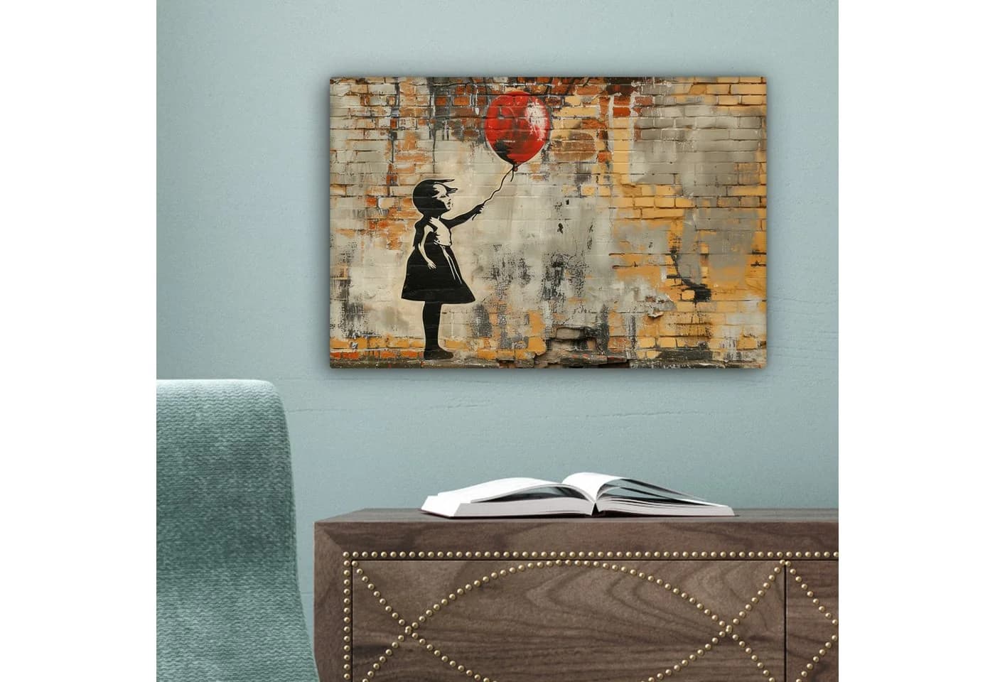 OneMillionCanvasses® Leinwandbild Graffiti - Banksy Style - Mädchen mit Luftballon - Bild 5