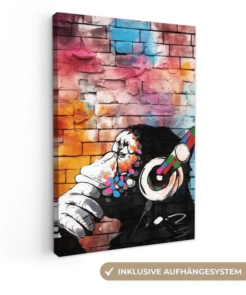 OneMillionCanvasses Leinwandbild Graffiti Affe Bunt - Bild 2