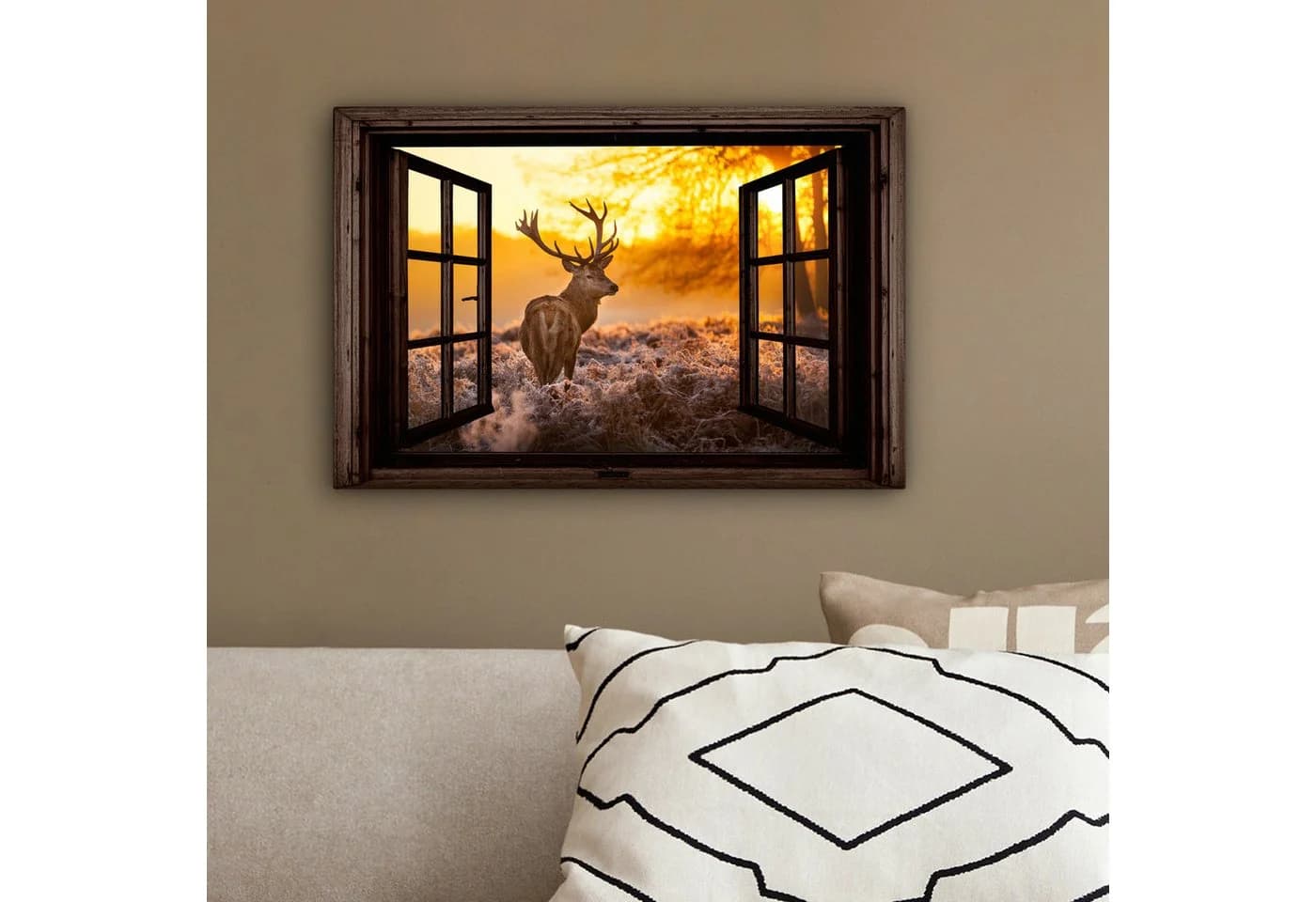 OneMillionCanvasses® Leinwandbild Hirsch Herbstwald 30x20 cm - Bild 4