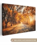 OneMillionCanvasses® Leinwandbild Wald Herbst Bäume Weg Natur 30x20 cm Bild 2