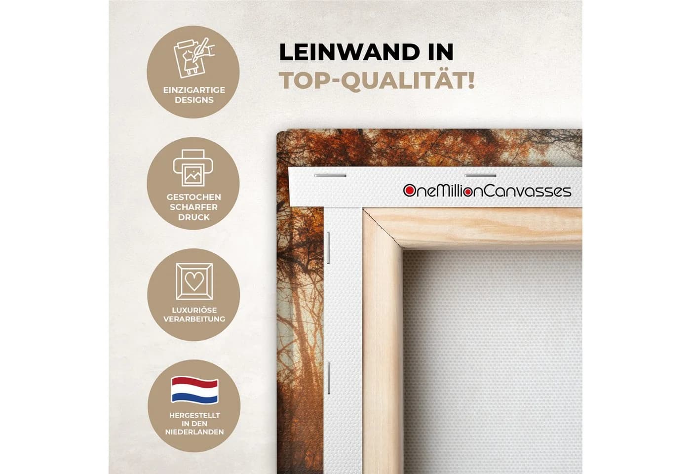 OneMillionCanvasses® Leinwandbild Wald Herbst Bäume Weg Natur 30x20 cm - Bild 3