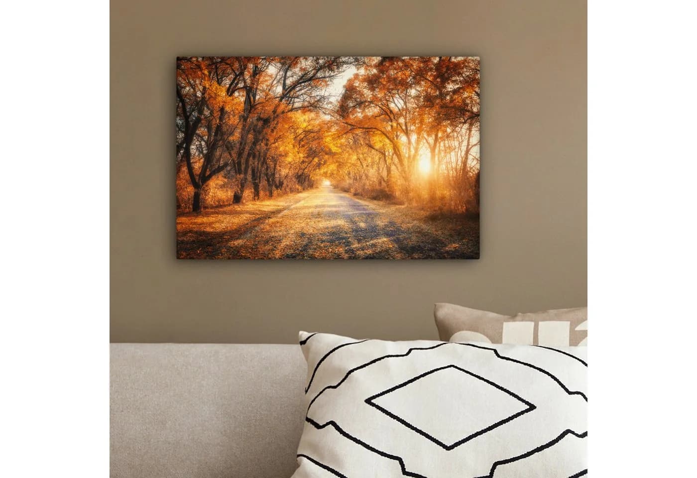 OneMillionCanvasses® Leinwandbild Wald Herbst Bäume Weg Natur 30x20 cm - Bild 4