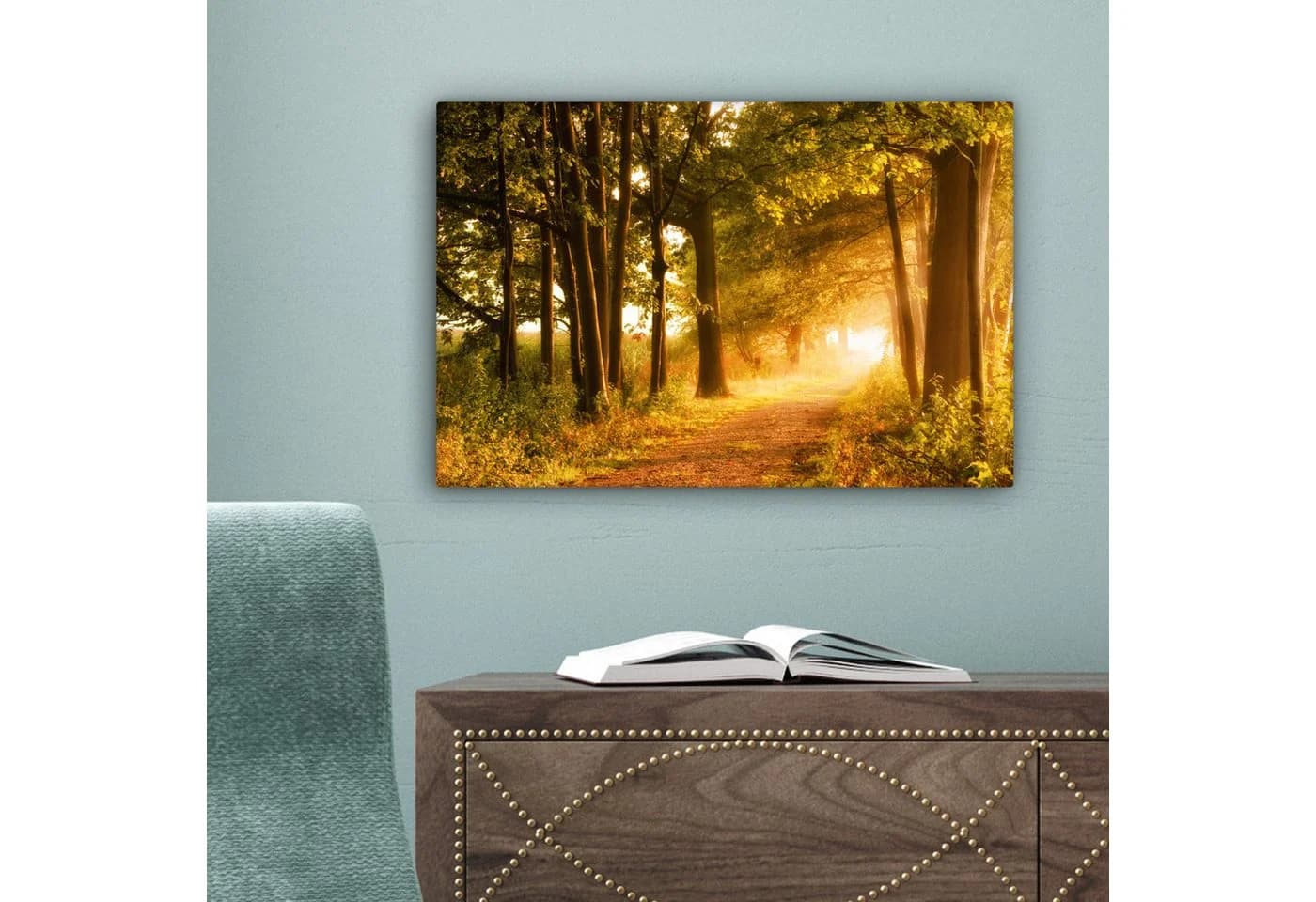OneMillionCanvasses Leinwandbild Wald - Bäume - Herbst - Natur Fotodruck 30x20 cm - Bild 5