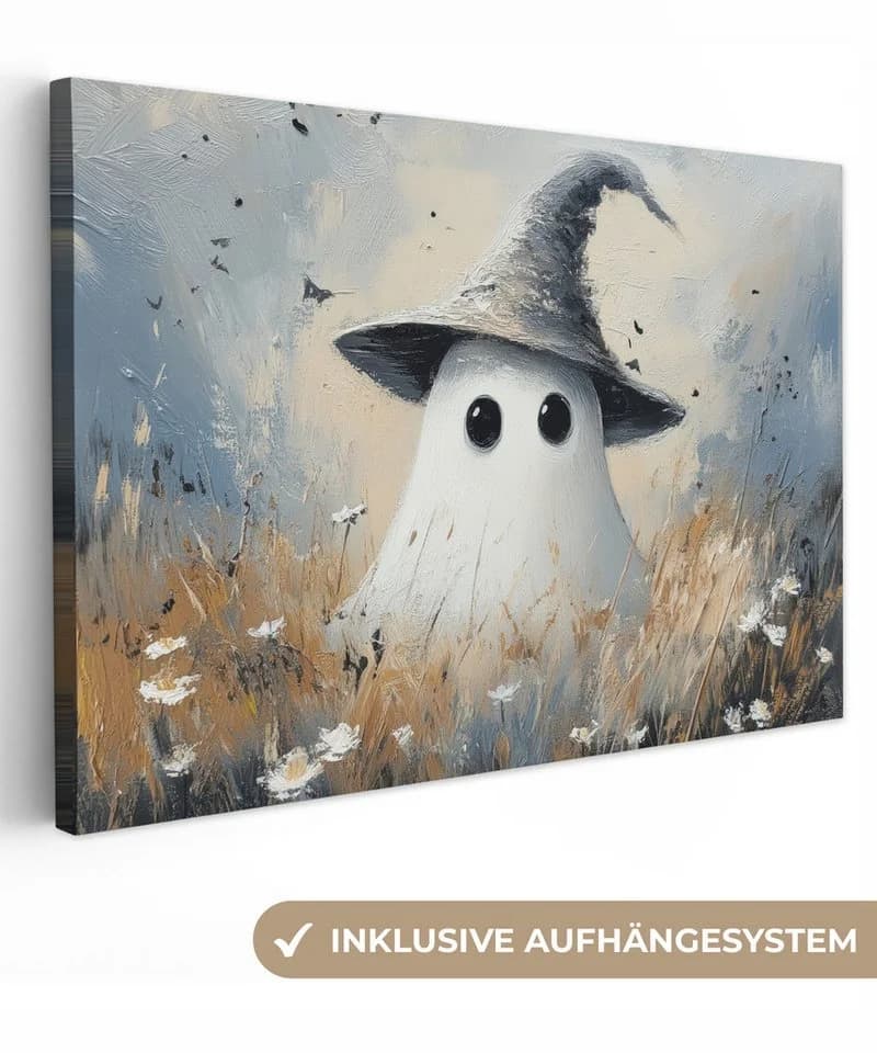 OneMillionCanvasses® Leinwandbild Halloween Geist Grau Abstrakt 30x20 cm - Bild 2