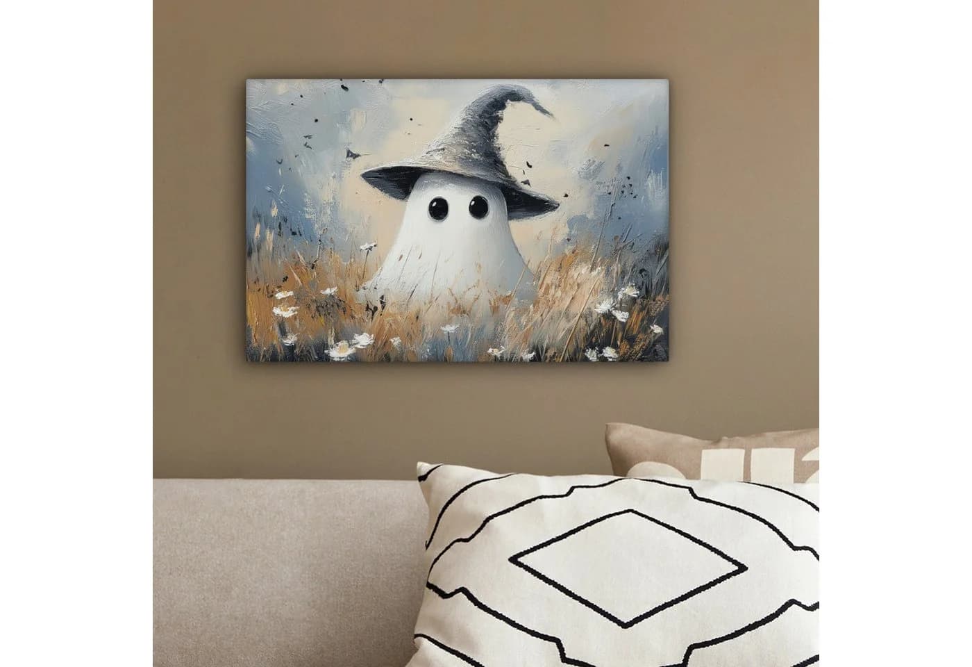OneMillionCanvasses® Leinwandbild Halloween Geist Grau Abstrakt 30x20 cm - Bild 4