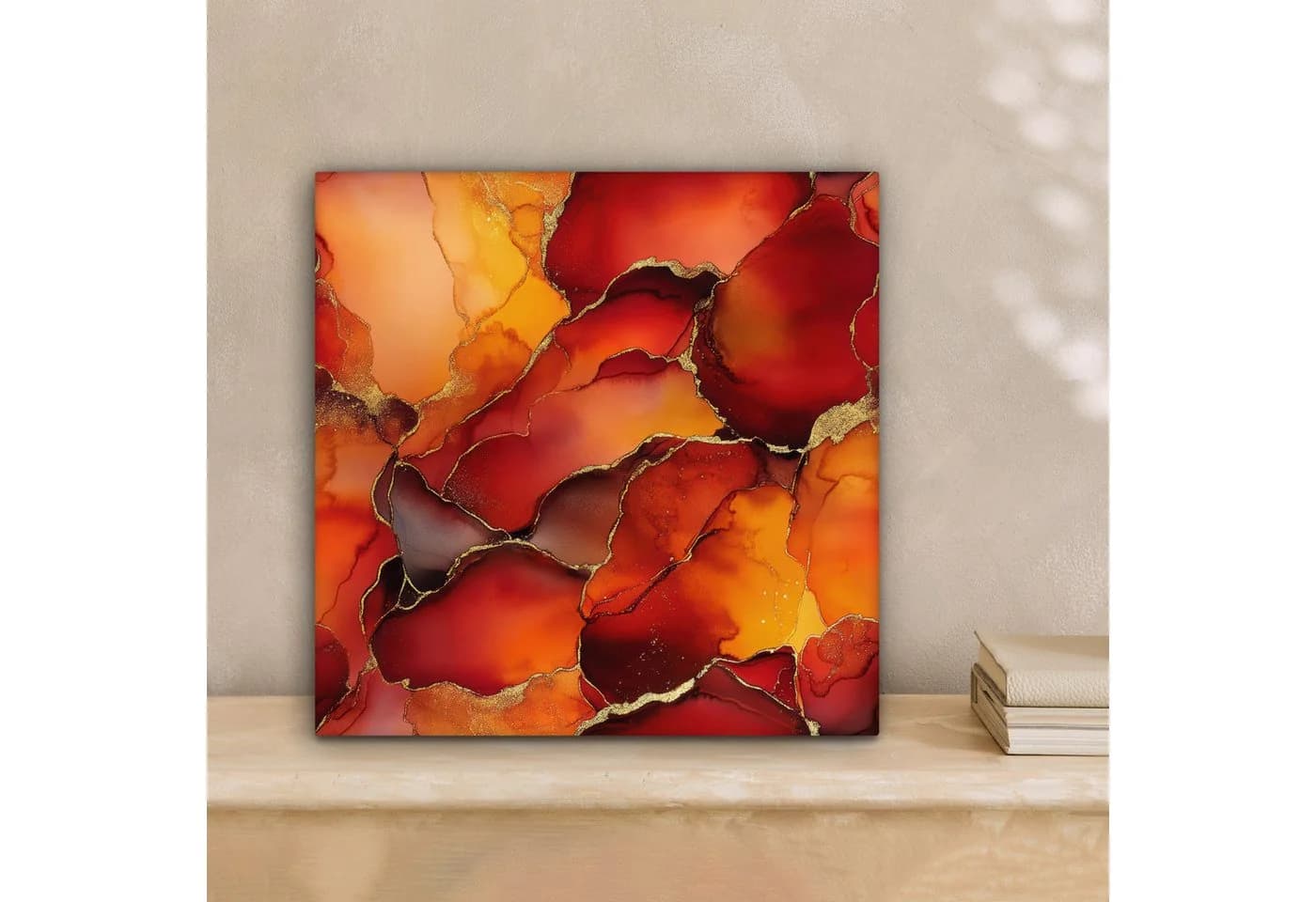 OneMillionCanvasses® Leinwandbild Abstrakt Marmor Rot Gold