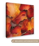 OneMillionCanvasses® Leinwandbild Abstrakt Marmor Rot Gold Bild 2