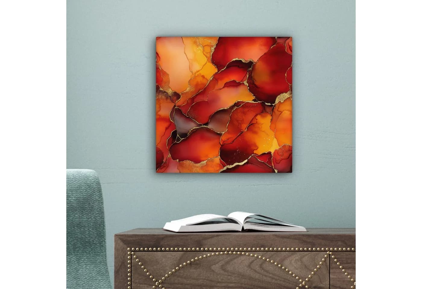 OneMillionCanvasses® Leinwandbild Abstrakt Marmor Rot Gold - Bild 5