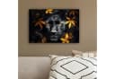 OneMillionCanvasses® Leinwandbild Schwarzer Panther Blumen Gold Bild 4