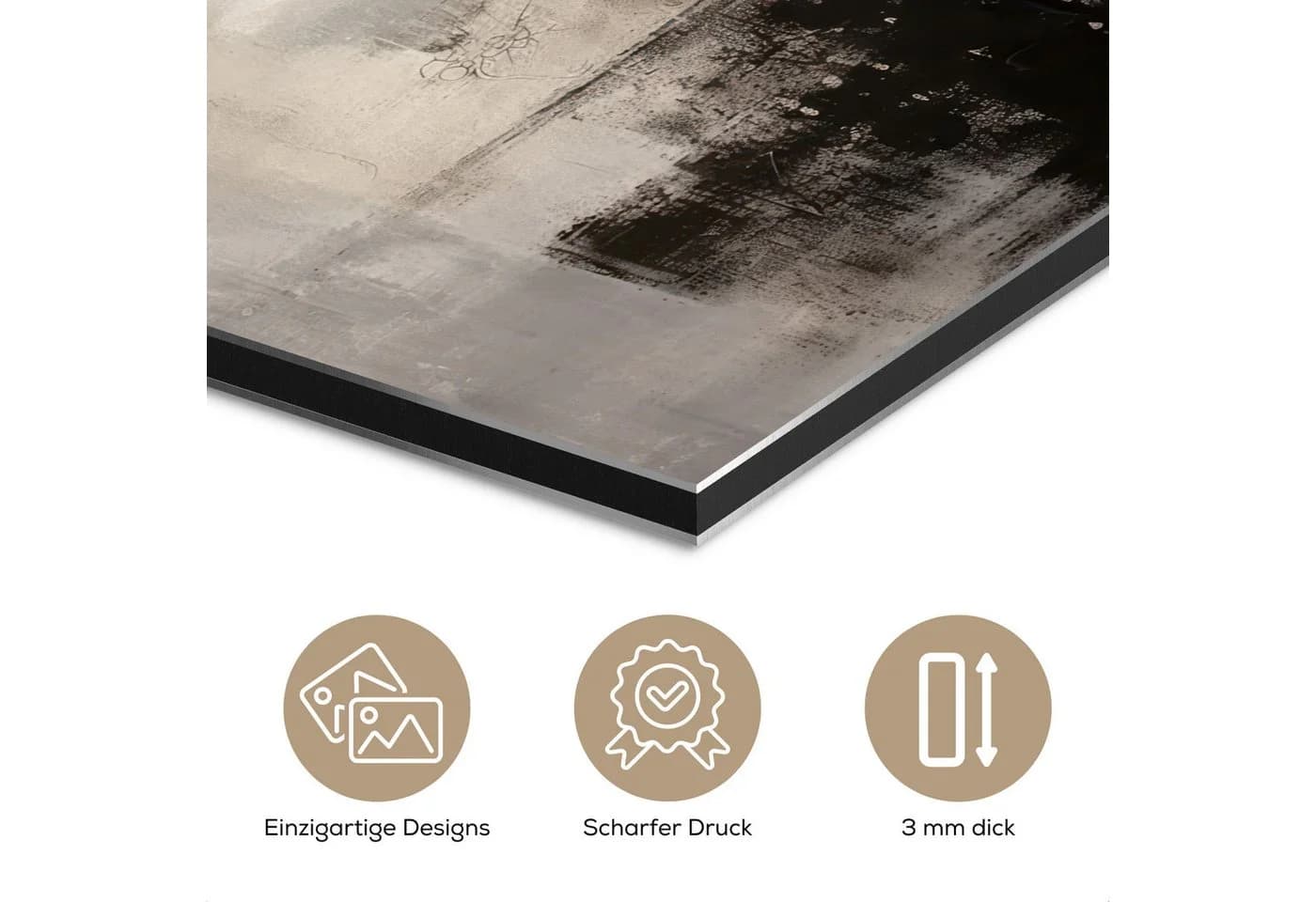MuchoWow Metallbild Abstrakt Kunst Grau 20x20 cm - Bild 3