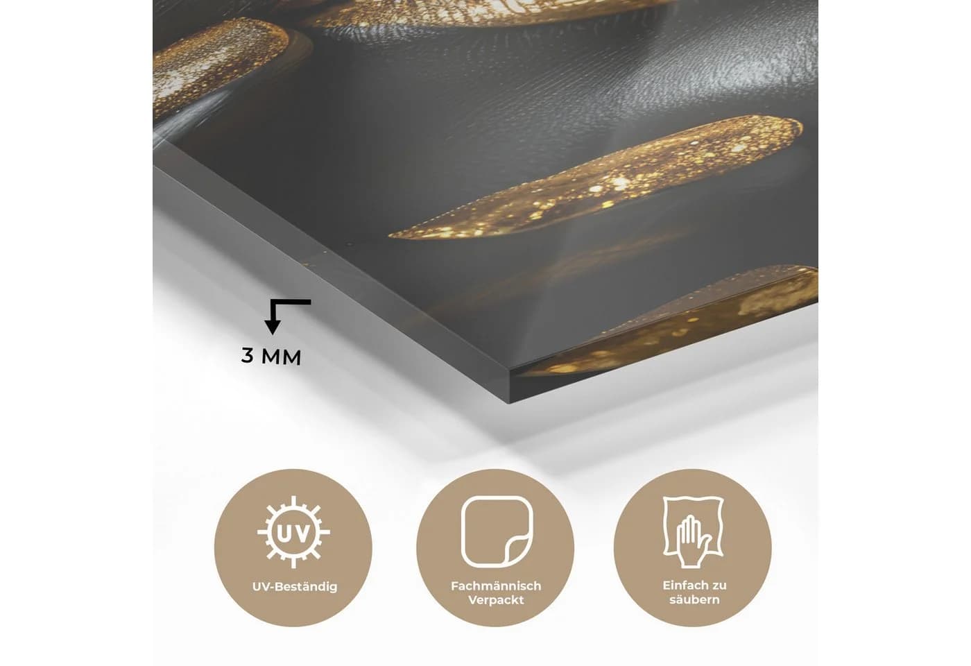 MuchoWow Acrylglasbild Lippen Gold Schwarz Abstrakt - Bild 3