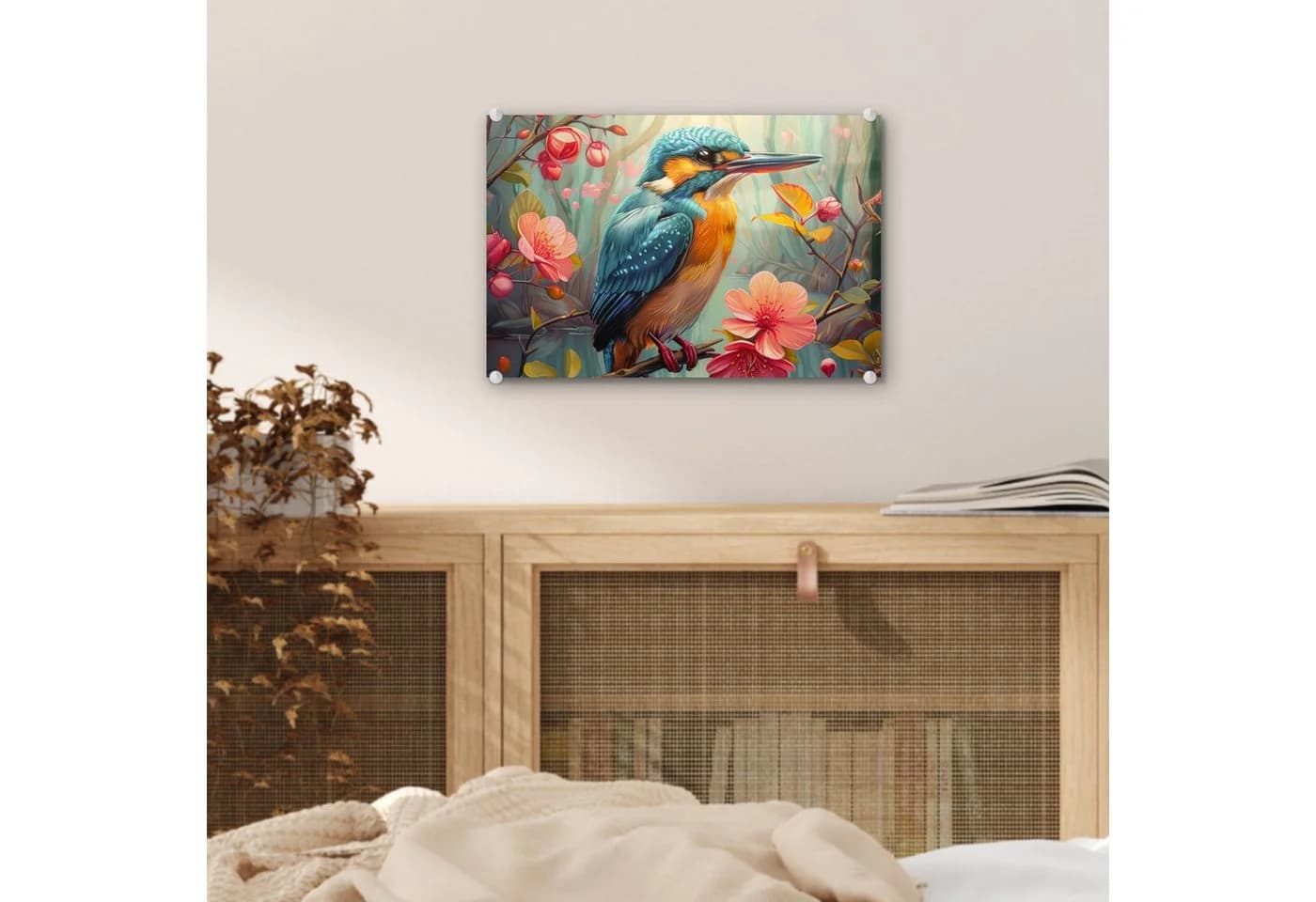 MuchoWow Acrylglasbild Eisvogel Blumen Motiv - Bild 5