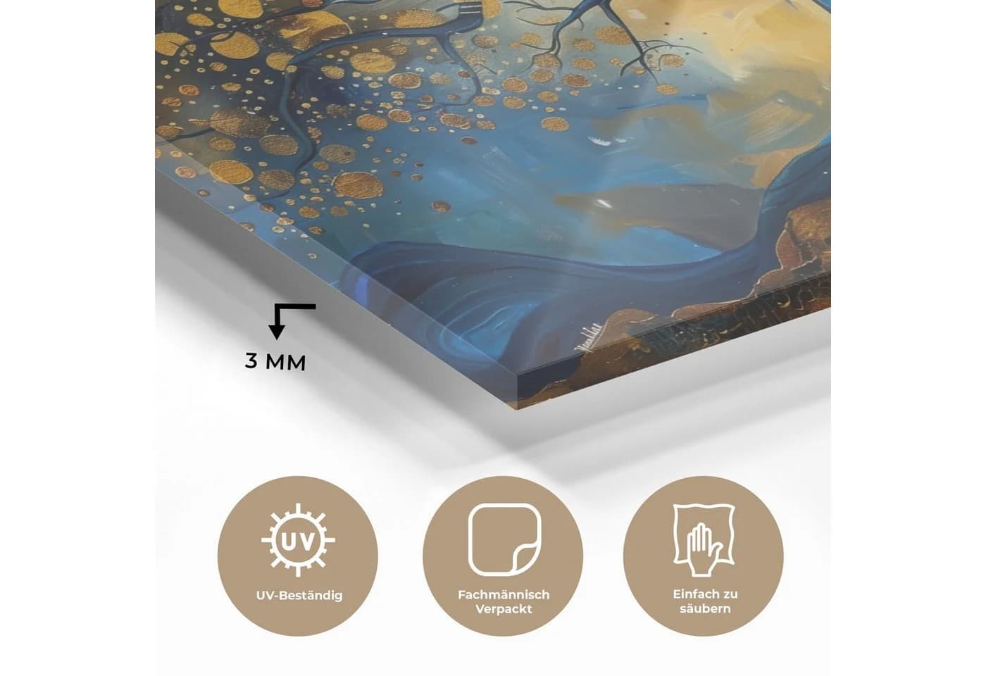 MuchoWow Acrylglasbild Baum des Lebens Blau Gold - Bild 3