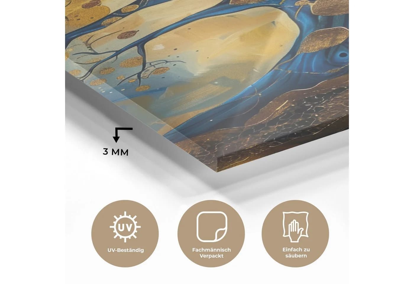 MuchoWow Acrylglasbild Baum des Lebens Blau Gold - Bild 3