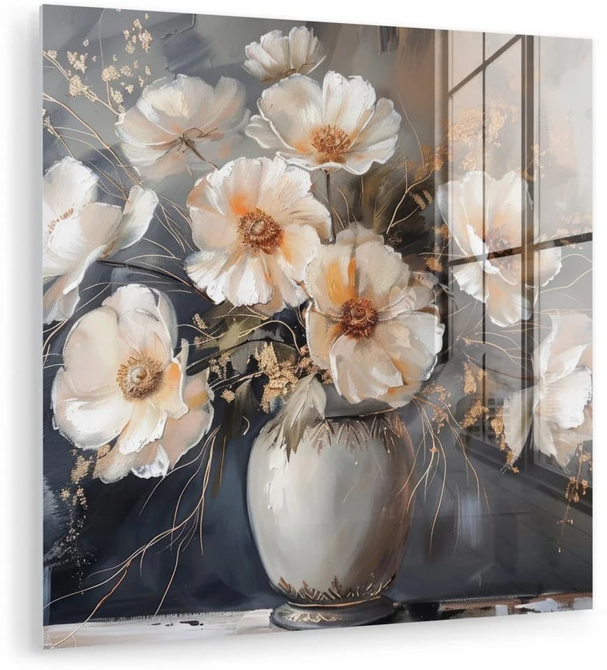 MuchoWow Acrylglasbild Blumen Vase Modern Weiß - Bild 2