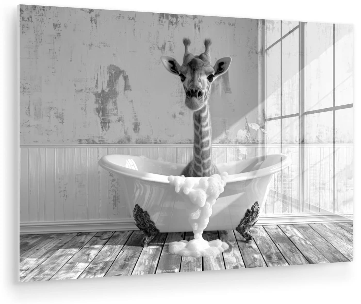MuchoWow Acrylglasbild Giraffe Schwarz-Weiß mit Aufhängung - Bild 2