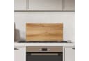 KitchenYeah Küchenrückwand Holzoptik Braun Aluminium Spritzschutz Bild 1