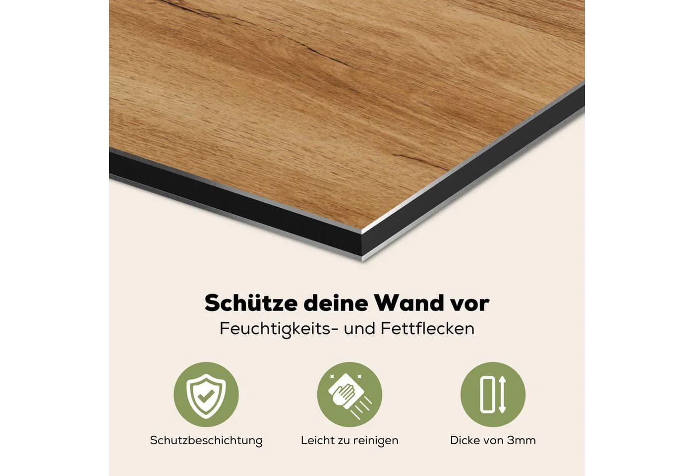 KitchenYeah Küchenrückwand Holzoptik Braun Aluminium Spritzschutz - Bild 3