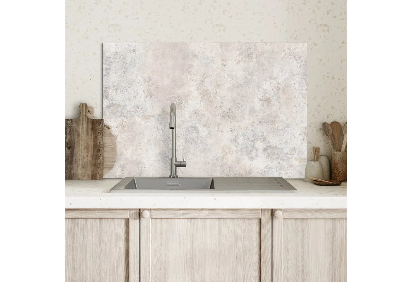 KitchenYeah Küchenrückwand Spritzschutz Beton Grau Weiß Aluminium - Bild 4