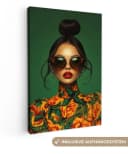 OneMillionCanvasses® Leinwandbild Frau Grün Modern Abstrakt Bild 2