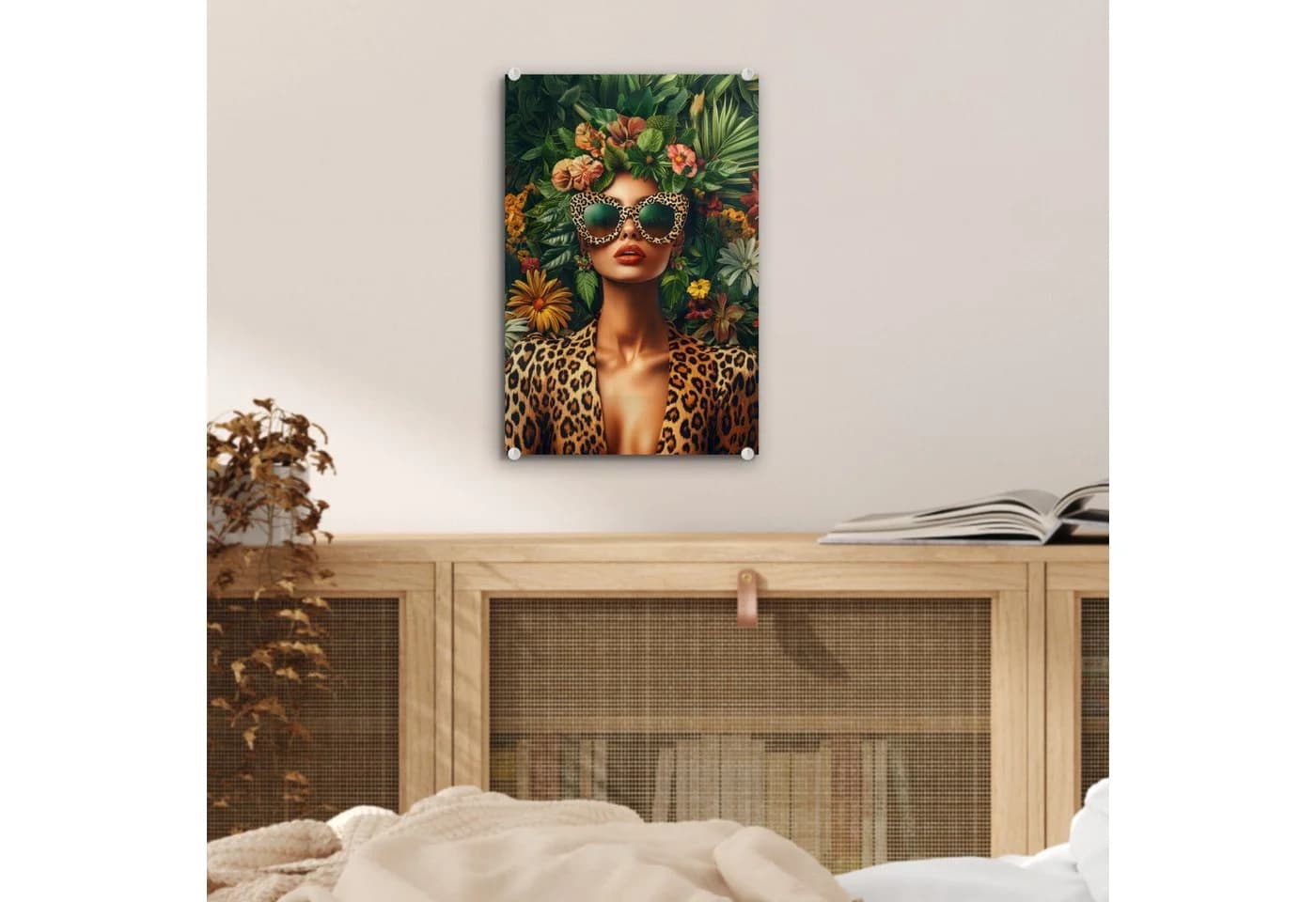 MuchoWow Acrylglasbild Frau Pantherdruck Dschungel Grün - Bild 5