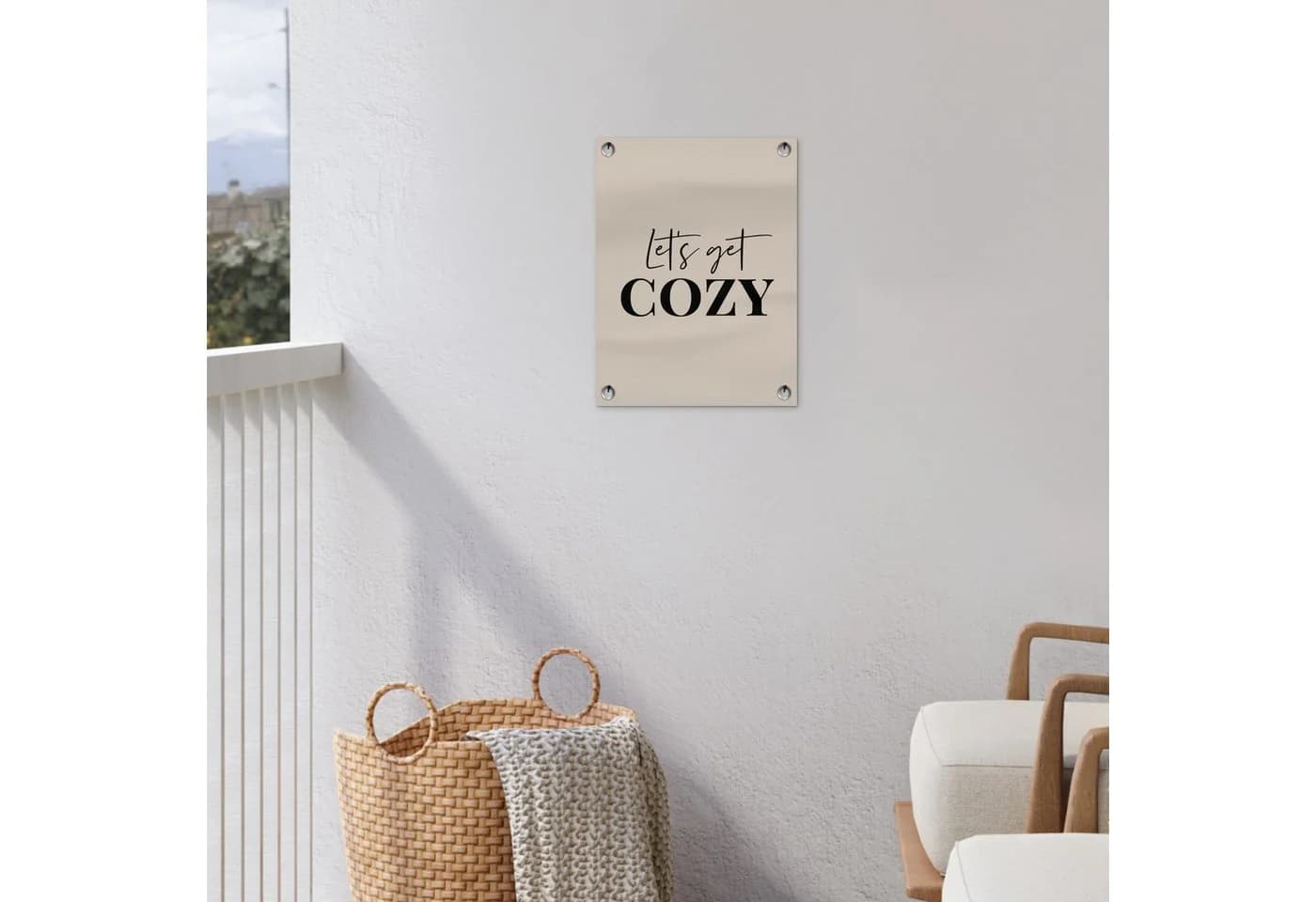 OnlyWow Gartenposter Beige Winter Zitat PVC