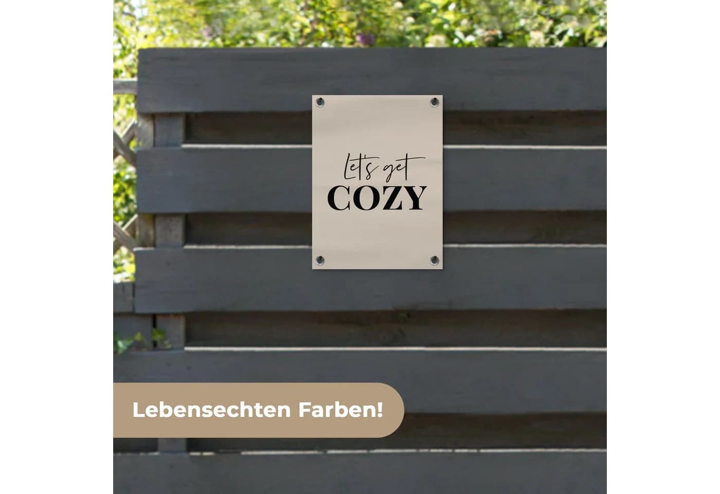 OnlyWow Gartenposter Beige Winter Zitat PVC - Bild 4