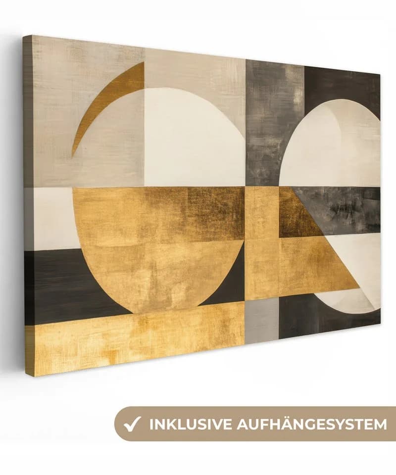 OneMillionCanvasses® Leinwandbild Abstrakt Gold Grau Geometrisch - Bild 2