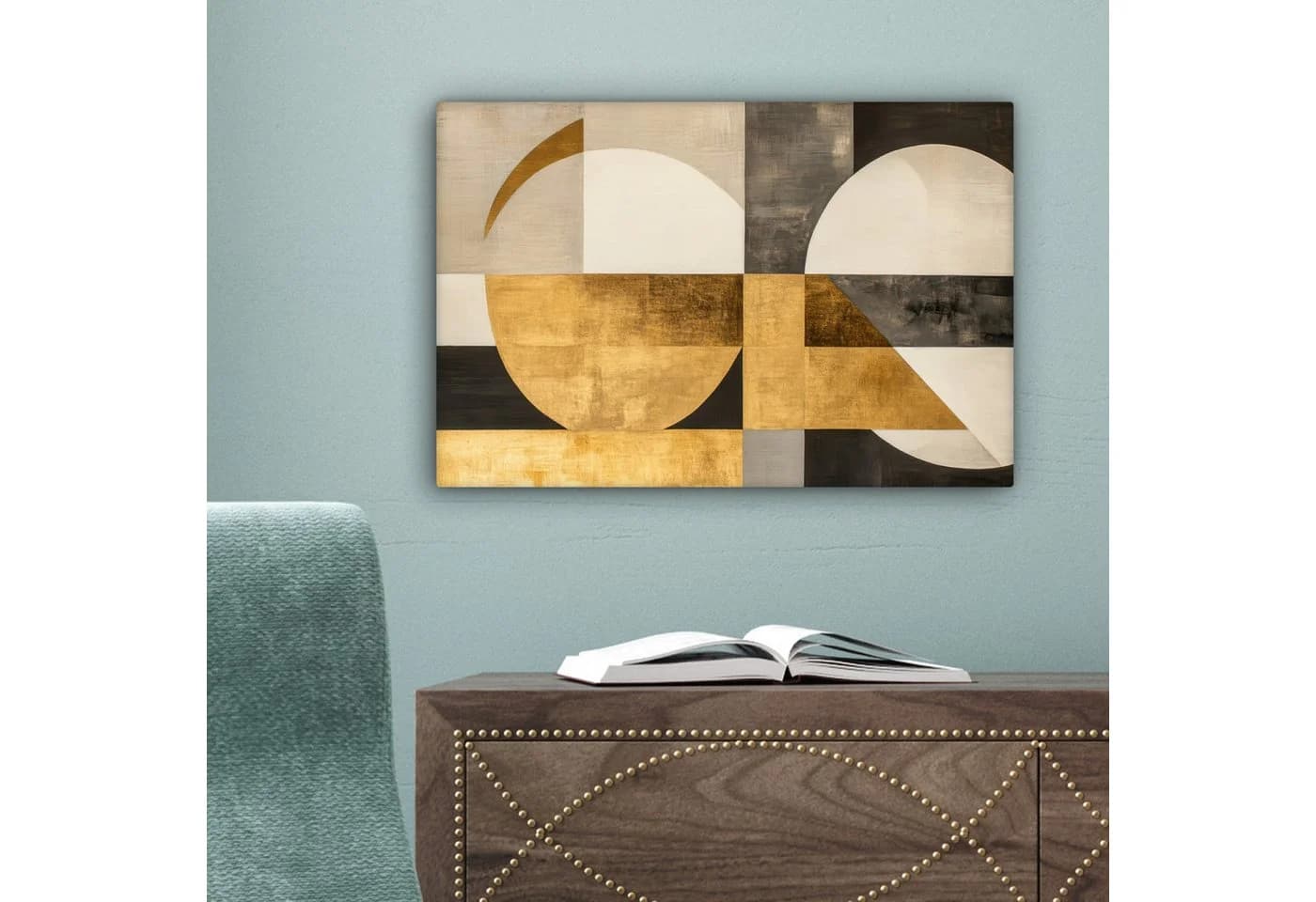 OneMillionCanvasses® Leinwandbild Abstrakt Gold Grau Geometrisch - Bild 5