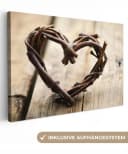 OneMillionCanvasses® Leinwandbild Herz Natur Braun Fotodruck 30x20 cm Bild 2