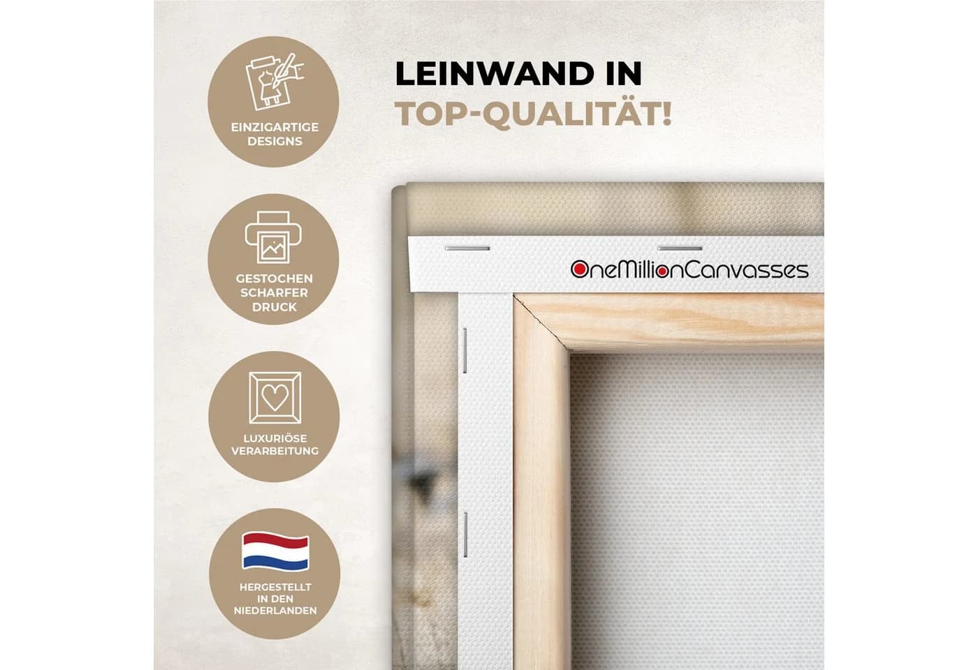 OneMillionCanvasses® Leinwandbild Herz Natur Braun Fotodruck 30x20 cm - Bild 3