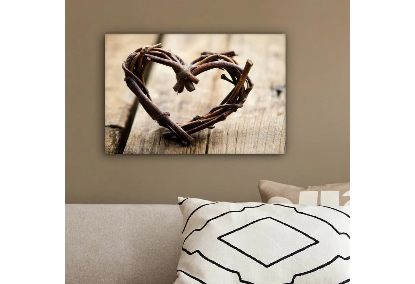OneMillionCanvasses® Leinwandbild Herz Natur Braun Fotodruck 30x20 cm - Bild 4