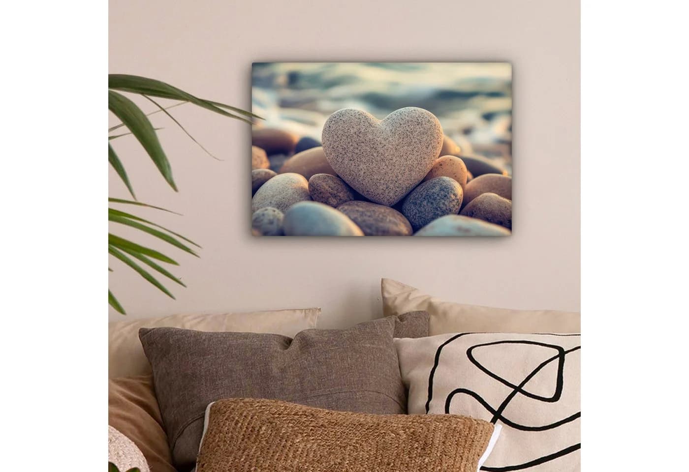 OneMillionCanvasses® Leinwandbild Herz - Steine - Natur - Kieselsteine - Zen - Kieselsteine, Fotodruck